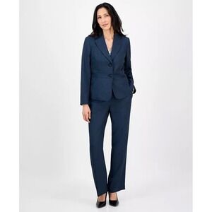 MSRP $265 Le Suit Womens 2 Piece 24W Midnight Navy Straight Leg Pant Suit